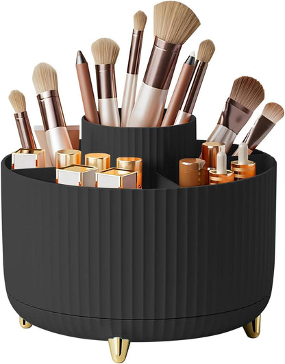Y9A5N0K3O Makeup Brush Holder,360° Rotating Makeup Brush Organizer,5 Slot Make up Brushes Cup for Cosmetics,Large Capacity,For Nail Polish, Art Supply, Bathroom Vanity,Cosmetics Organizer,Black