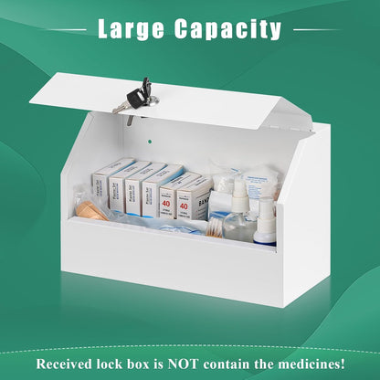 12.2 5.9 7.87 inch KYODOLED Wall Mount Medicine Lock Box, Drug Cabinet with Key, Large Capacity Secure Steel