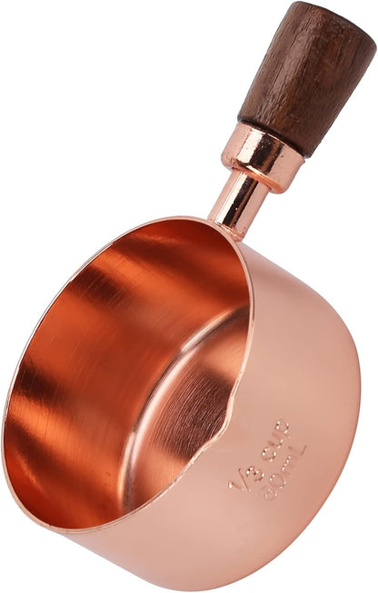 Rose Gold Stainless Steel Sauce Pan with Wooden Handle, 1/3 Cup Capacity