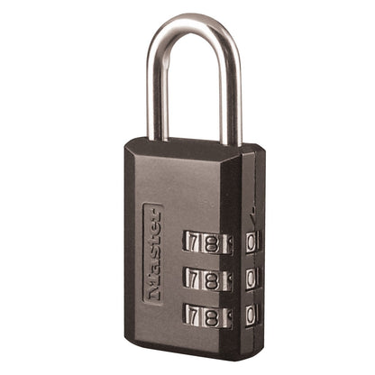 Master Lock Black Combination Padlock, Indoor Gym Locker Lock with Customizable 3-Digit Code for Luggage, Backpacks, Cabinets, 647D