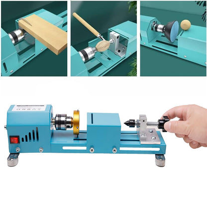BACHIN Mini Lathe Wood Lathe Machine Multi-Purpose Type Lathe with Wood Lathe Milling Accessories, for Wood Polishing, Grinding, Cutting and Milling ，2.76 in x 6.3 in, 24VDC 96W，7 Speeds
