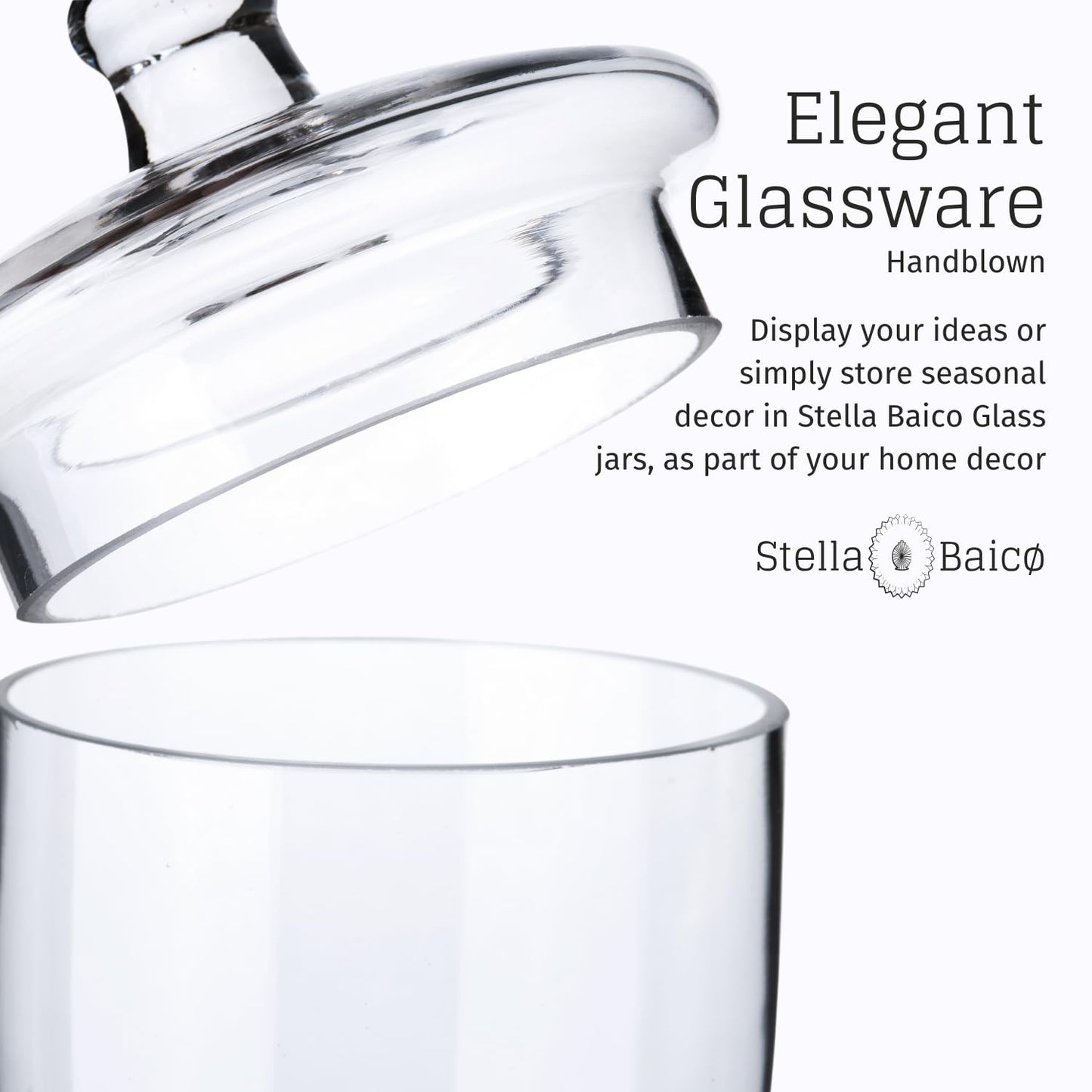 Stella Baicø 3-Pack Glass Apothecary Jars with Lids – Decorative Candy Storage Containers for Wedding, Buffet, Kitchen (H: 9", 12.5", 14")