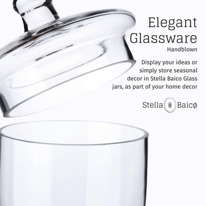 Stella Baicø 3-Pack Glass Apothecary Jars with Lids – Decorative Candy Storage Containers for Wedding, Buffet, Kitchen (H: 9", 12.5", 14")