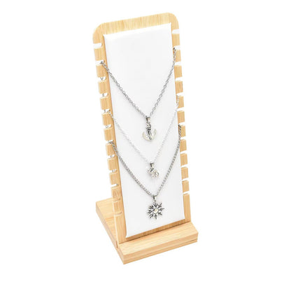 Golden Strawberry 2 Pack Bamboo Panel Jewelry Necklace Tabletop Display Boards Stand (White)