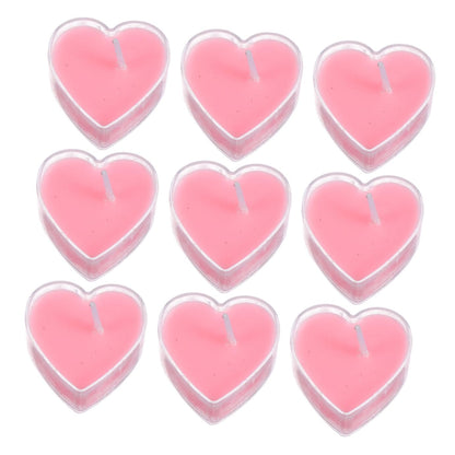 Anneome 9Pcs Heart Shaped Scented Candles Pink Rose Eco Friendly Tea Light Candles for Home Wedding Romantic Decoration Safe No Smoke