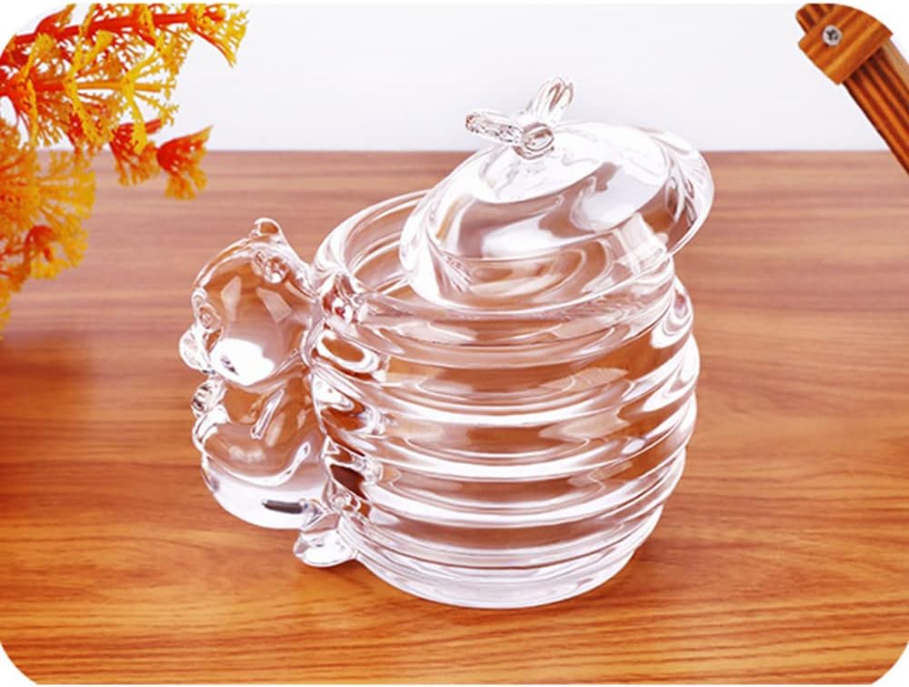 XIZHI 200ML Glass Honey Jar with Bee Decoration Lid and Small Bear Decorative Handle Transparent Honey Pot for Home