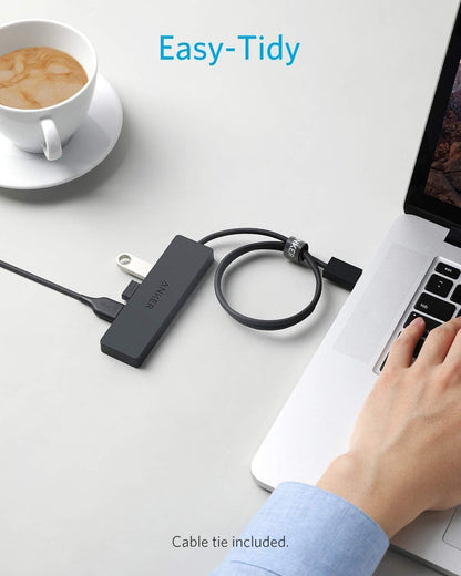Anker 4-Port USB 3.0 Hub with 5Gbps Data Transfer, Ultra-Slim USB-C Connector Hub, for MacBook, iMac, Surface, Mobile HDD, and More (2 ft USB-C Connector, Charging Not Supported)