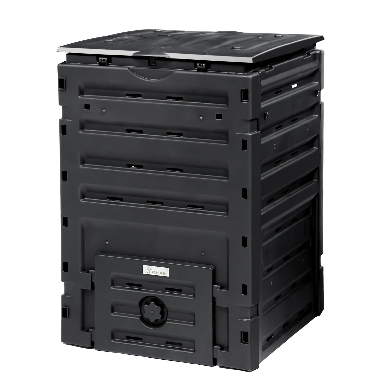YITAHOME 120 Gallon (450L) Large Outdoor Compost Bin, Composter Box with Snap-on Top Lid and Aeration System, Lightweight Garden Compost Barrel Tumbler, Easy Assembly