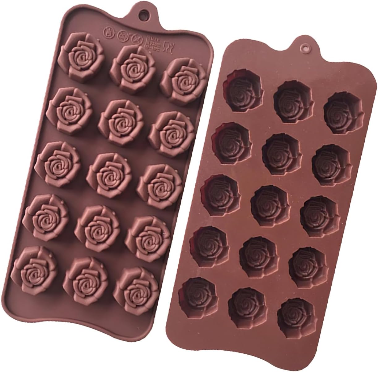 2PCS Non-Stick Candy Silicone Moulds, 15-Cavity Mini Flower Shape Molds for Chocolate Baking, Party & Wedding Gifts