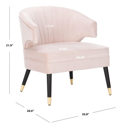 Safavieh Home Stazia Retro Glam Blush Pink and Black Wingback Accent Chair