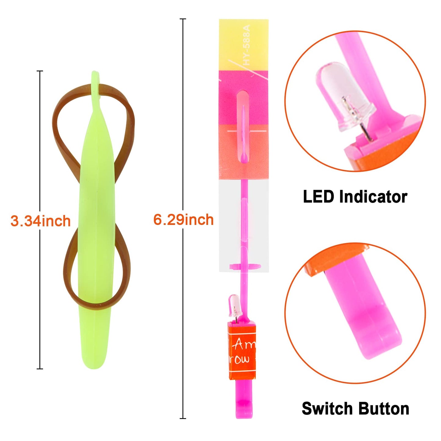 lpvoqpth 25 Sets LED Flying Set, 25 Slingshot+25 Glow Helicopter-50 Pcs, Flying Toy Outdoor Toys Glow in the Dark Party Supplies Party Favors for Kids 8-12,4-8