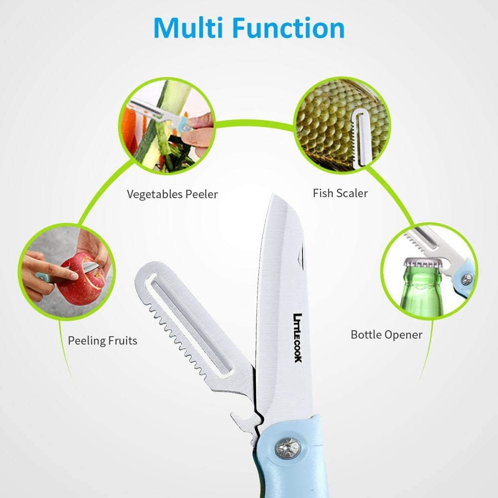 Travel Pocket Paring Knife, Folding Vegetable Peeler, Multi Function Small Portable Knife for Kitchen