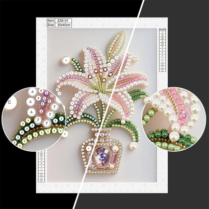 Kulvci Flower DIY 5D Pearl Painting Kit, Diamond Painting Kit for Adults Beginner, Bead Art Kits All-Pearl Dot Painting for Wall Decor, Creative Stress Relief Gift Home Decor,12 × 16 inch