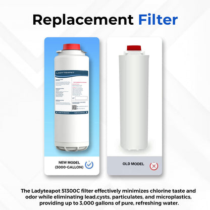LADYTEAPOT Water Filter Replacement, Compatible with Elkay 51300C ezH20, EWF3000 and Halsey Taylor Bottle Filling Stations (No Chip - 2 Pack)