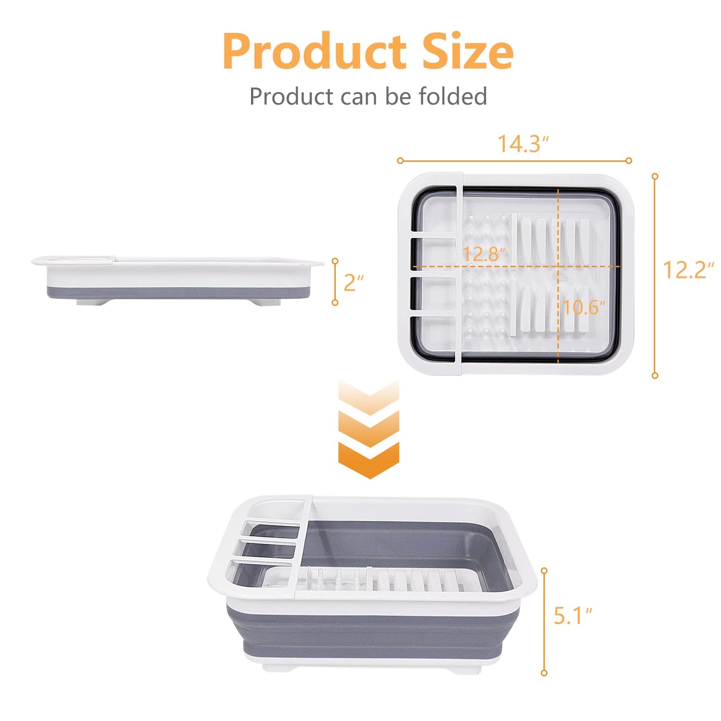 Collapsible Dish Drainer with Drain Plug & Swivel Spout - Space-Saving, Portable Dish Rack for Kitchens, RVs, Campers & Travel Trailers
