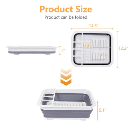 Collapsible Dish Drainer with Drain Plug & Swivel Spout - Space-Saving, Portable Dish Rack for Kitchens, RVs, Campers & Travel Trailers