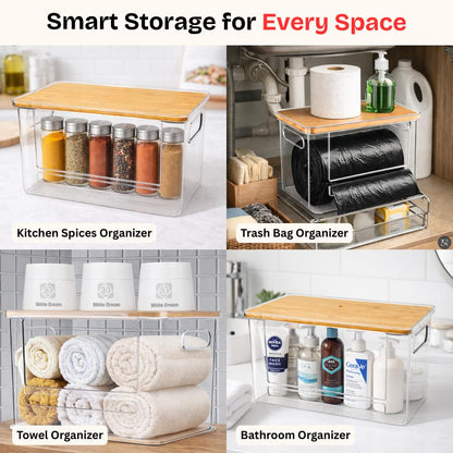 2.5 15 Trash Bag Dispenser with Front Opening, Stackable Garbage Bag Holder for Kitchen & Home, Fits Gallon Bags