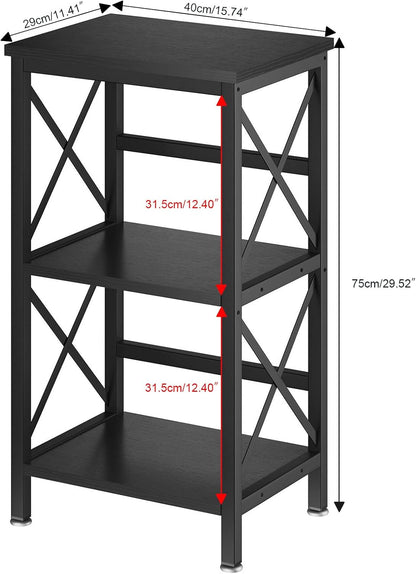 YMYNY 3 Tiers Industrial Metal Bookcase, Black Storage Organizer for Living Room, Home Office, Bedroom, 29.5 * 15.75 *