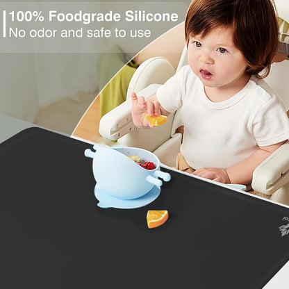 35.5" x 23.6" Extra Large Silicone Mat, Silicone Craft Mat for Placemat Baking Painting Clay Art and More (Black)