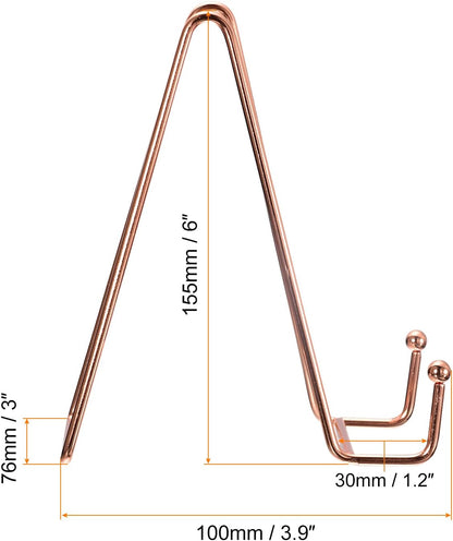 uxcell Plate Stand for Display, 3Pcs 6 Inch Iron Easel Holder for Decorative Plates, Picture, Photo, Book, Rose Gold