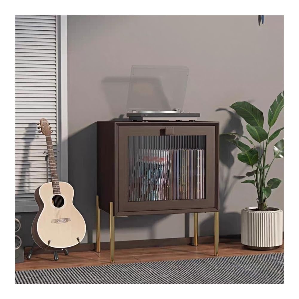 WOAITIANTIAN Cd Dvd Storage Vinyl Record Cabinet Light luxury with Iron Feet Home Wooden CD Storage Rack