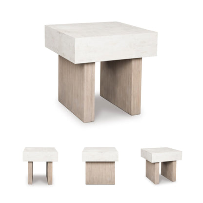 Signature Design by Ashley Jorlaina Modern End Table with Heat Resistant, Scratch Resistant and Fade Resistant Surface, Light Gray & Light Brown