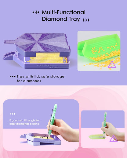 ForeverYoung Crystalline Diamond Art Trays with Lids Diamond Painting Accessories, 2-Piece Diamond Painting Trays with Lids, Silky Diamond Art Accessories and Tools, Rio Glow
