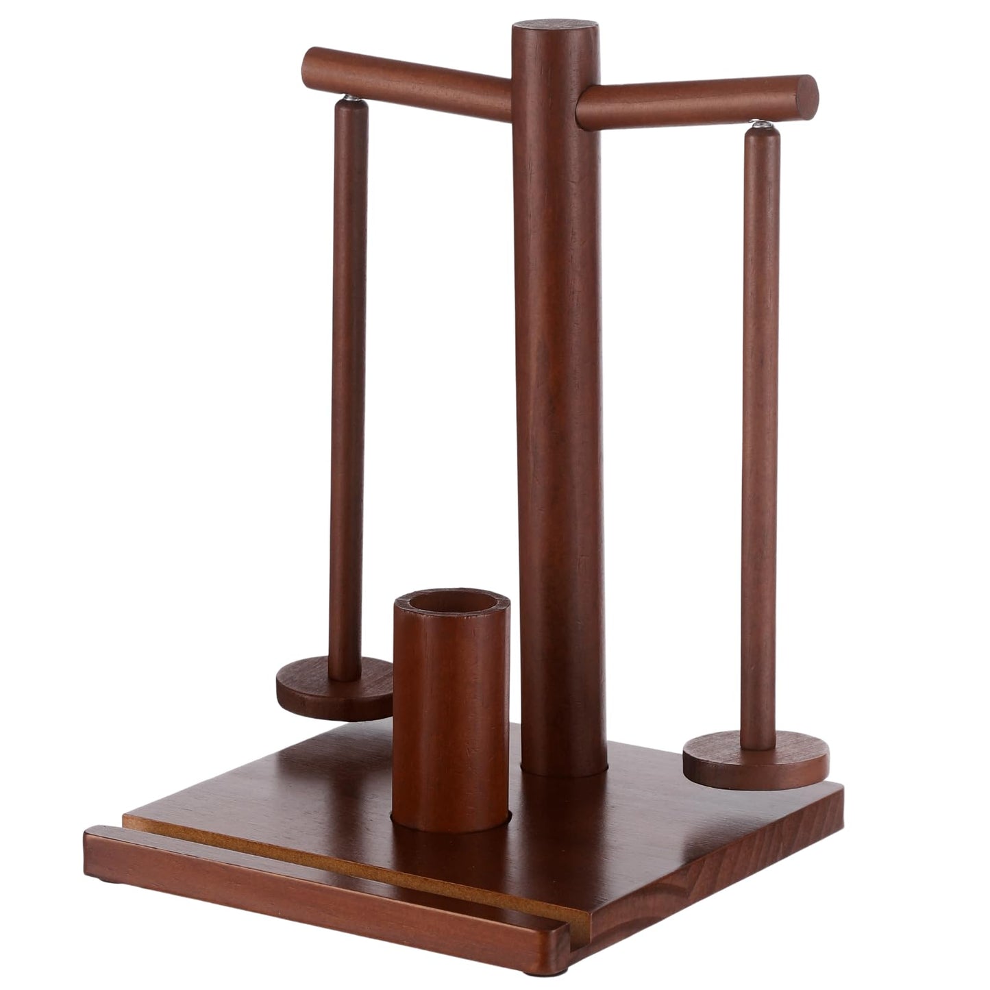 Wooden Yarn Holder for Crocheting and Knitting, Upgraded Metal-gripping Rotating Yarn Winder Ball Spinner with Spindles & Hook Storage for Knitting, Ideal Present for Crochet Accessories Tools