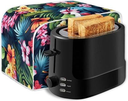 Plus Size 4 Slice Toaster Cover Tropical Floral Hibiscus, Dust Protection for Microwave Oven (16x16") 2PCS