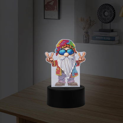 JISHSHAY Diamond Painting Night Light Diamond Art Table Lamp Gem Art LED Lights Gem Painting Desk Lamp Mosaic Kits for Adults DIY Kits for Adults Paint by Numbers with Special Drills Gnome
