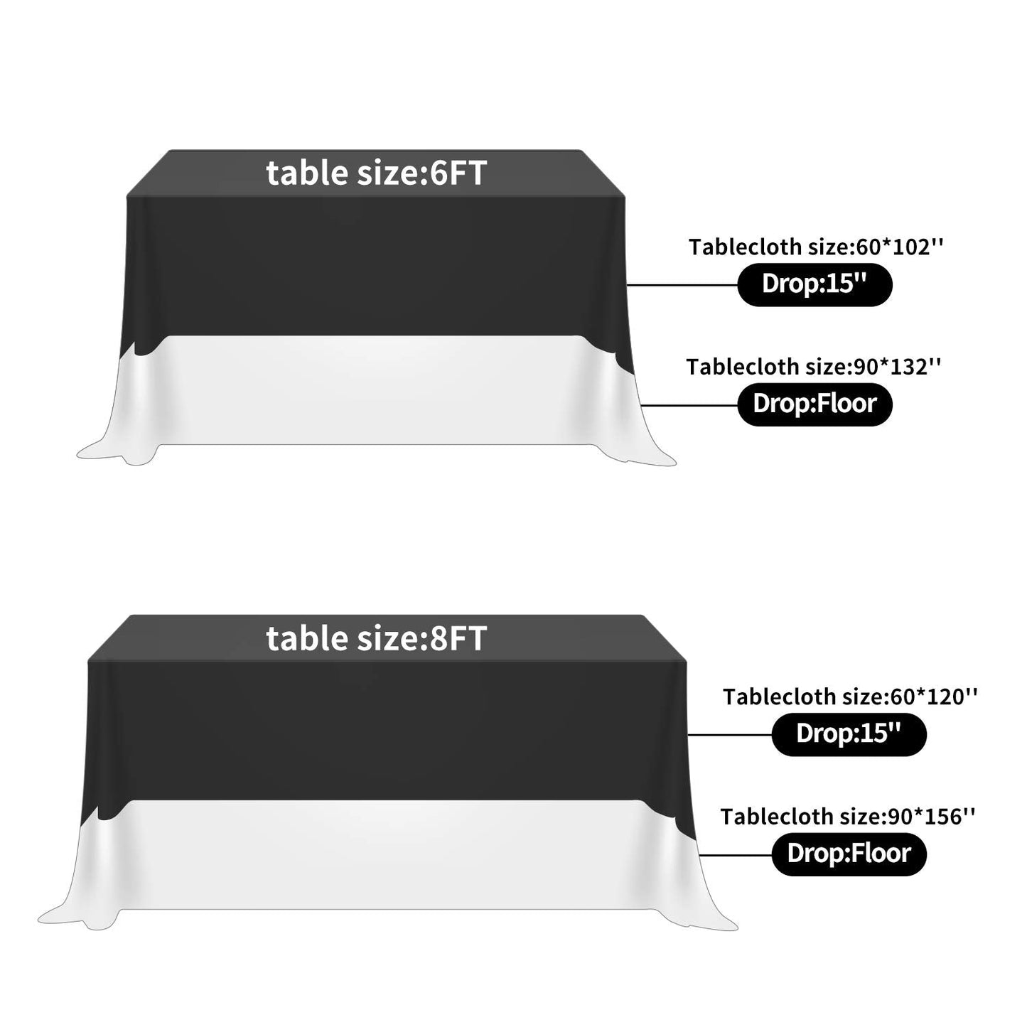 Fokitut 6 Pack Rectangle Tablecloth, 90x156 Inch, Stain Resistant and Wrinkle Polyester Table Cloth, Fabric Table Cover for Kitchen Dining, Wedding, Party, Holiday Dinner-White