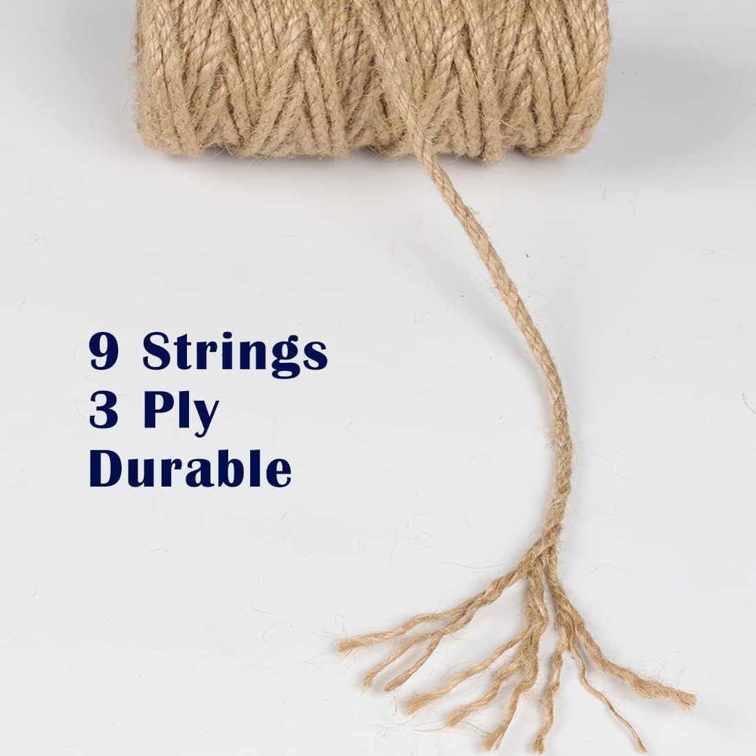 PerkDecor 2Pack 5mm Natural Jute Twine Rope 210 Feet Twisted Heavy Duty Thick Twine for Cat Scratching Post Tree Craft Projects Garden Home Decoration Packing Bundling (Brown-105Feet/Roll)