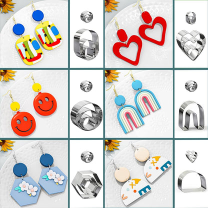 Snoghmil Polymer Clay Earring Making Kit with Gift Box, Including 32pcs Polymer Clay Cutters, 24pcs Oven Bake Clay, 30 Set Earring Rings&Hooks, Jewelry Making Kit for Teen Girls
