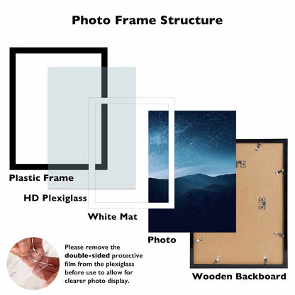 JCJMY 16x20 Picture Frame Black with 14x18 Mat for 40 x 50cm Diamond Art Painting, Display Photo 14x18 with Mat or 16 x 20 Without Mat, Wall Hanging Large Frame with Plexiglass, Black