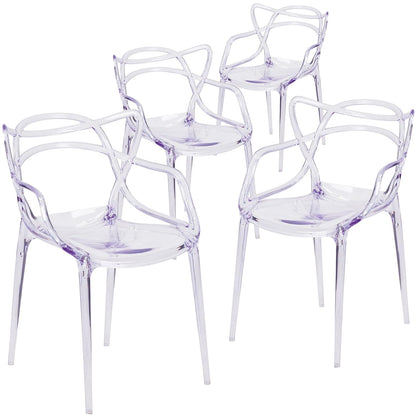 Flash Furniture Josh 4 Pack Nesting Series Transparent Stacking Side Chair