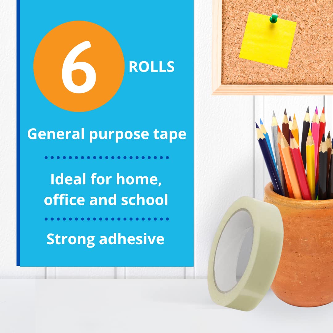 GTSE Premium Clear Tape, 1 inch x 217 feet, Strong Transparent Gift Wrap Tape for Home, Office, 6 Rolls, 3" Core
