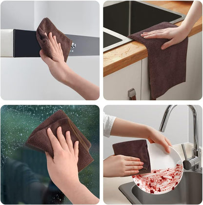 12 Inch 12 Inch 12 Pack SINLAND Absorbent Microfiber Dish Cloth Kitchen No Streak Cleaning Cloth Dish Rags Lens Cloths