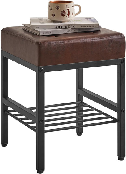 16.34 inches LG-60Z IBUYKE Square Stool with Adjustable Feet and Storage Space, Footrest Chair,Multi-Use as Small Side