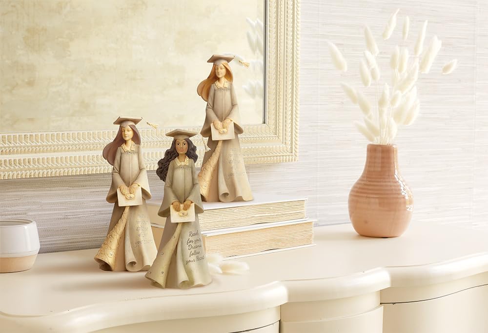 Foundations Stone Resin Figurine, Graduation Girl, 7.68”