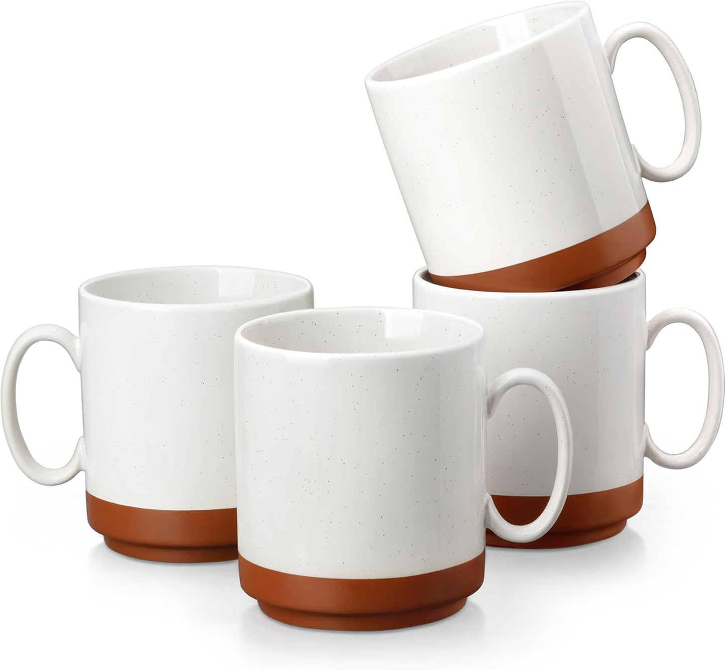 16oz Set 4, MALACASA Ceramic Coffee Mugs of Stackable Coffee Cups with Straight-Sided Design, Mugs for Coffee, Latte