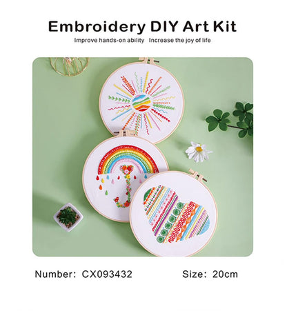 Konrisa Easy Embroidery Kit for Beginners Stamped Embroidery Starter Kit DIY Sewing Needlepoint Cross Stitch for Adults, Stitch Practice Kit 3 Embroidery Fabric Pattern