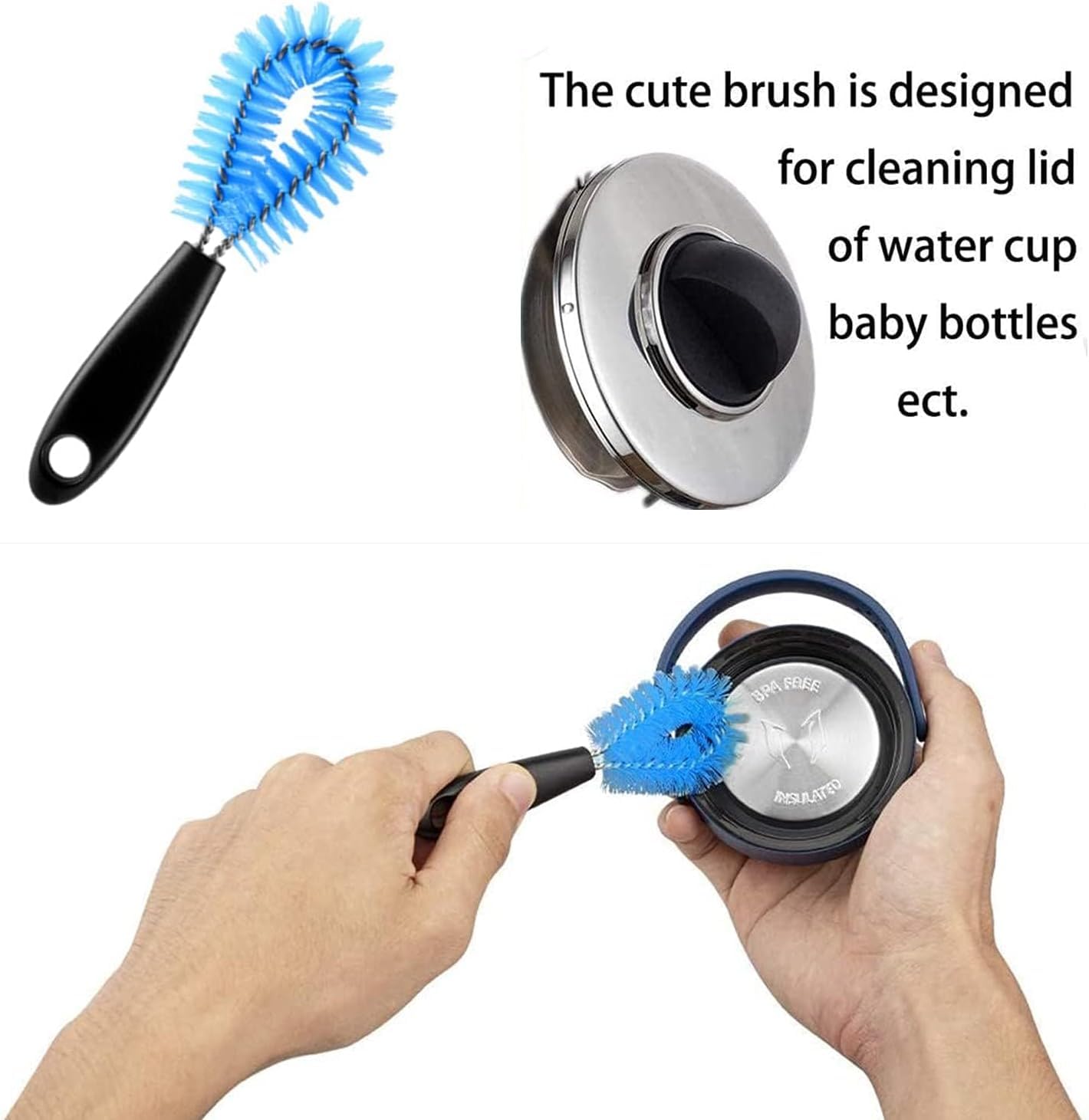 4 Pack Bottle Brush Cleaning Set,Multi-Function Long Handle Bottle Cleaner for Glasswares, Travel Coffee Mugs, Narrow Cup,Straw Cleaning Brush,Food Jars, Sinks, Cup Cover Supplies (4 Pack)