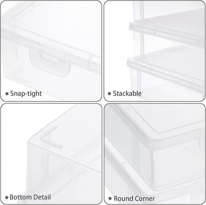 BTSKY Clear Plastic Storage Box - Multipurpose Craft Organizer with Flap Lid | 2 Pack Medium
