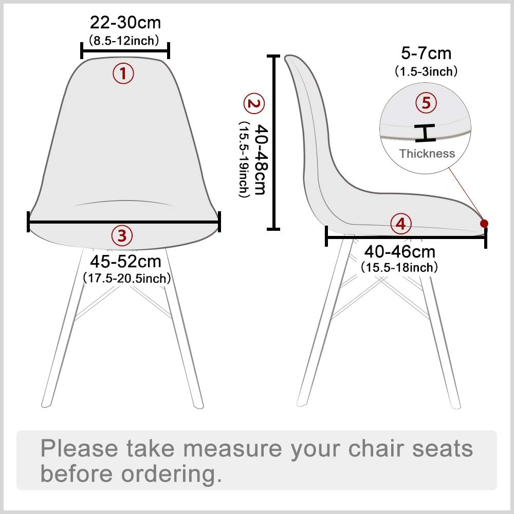 HAOYONG Mid Century Modern Dining Chair Covers, Printed Shell Chair Cover for Kitchen, Office, Set of 4