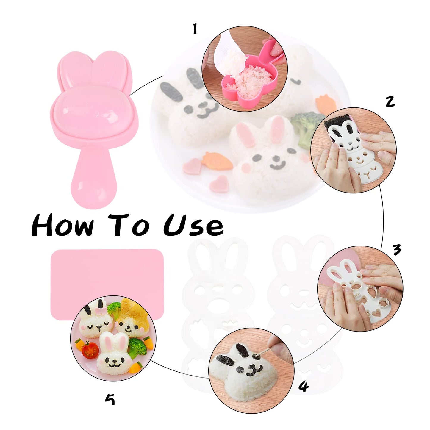 10pcs Cute Onigiri DIY Rice Ball Molds - Animal Decorating, Triangle Shapes, Bento Sushi Maker Tool