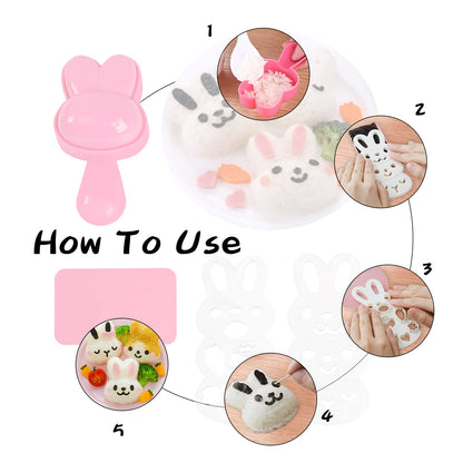 10pcs Cute Onigiri DIY Rice Ball Molds - Animal Decorating, Triangle Shapes, Bento Sushi Maker Tool