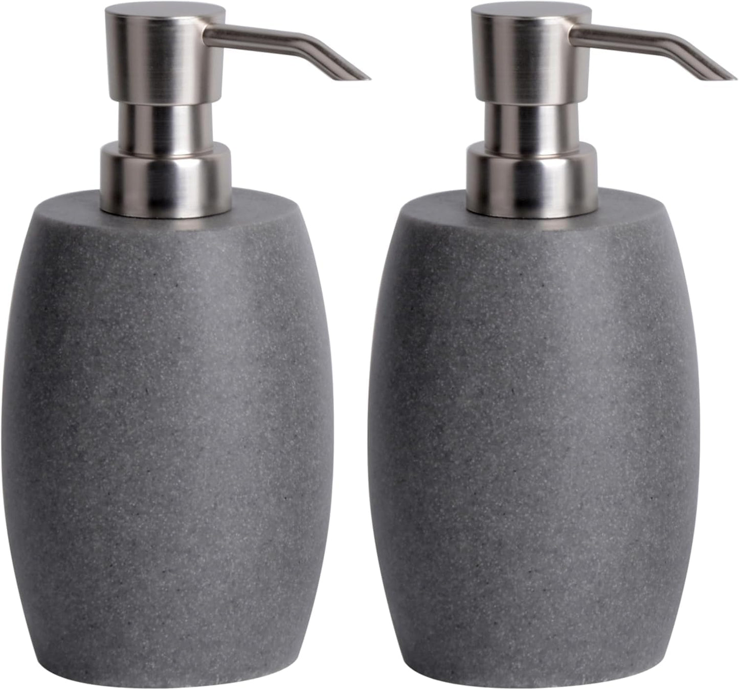 12 Oz, 2 Sets Clasin Home Sandstone Textured Resin Soap Dispenser with Metallic Pump and Waterproof Bottle Labels