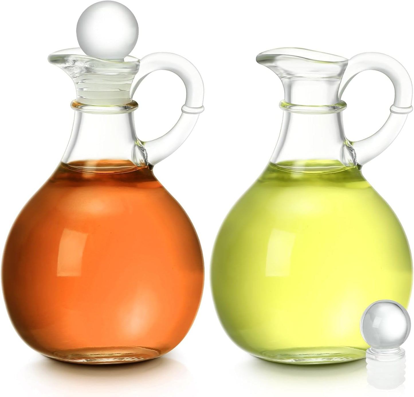 2 10.5 oz Set Teenyyou Pcs Oil and Vinegar Dispenser Cruet Olive Oil Dispenser Bottle Vinegar Glass Cruet for Kitchen