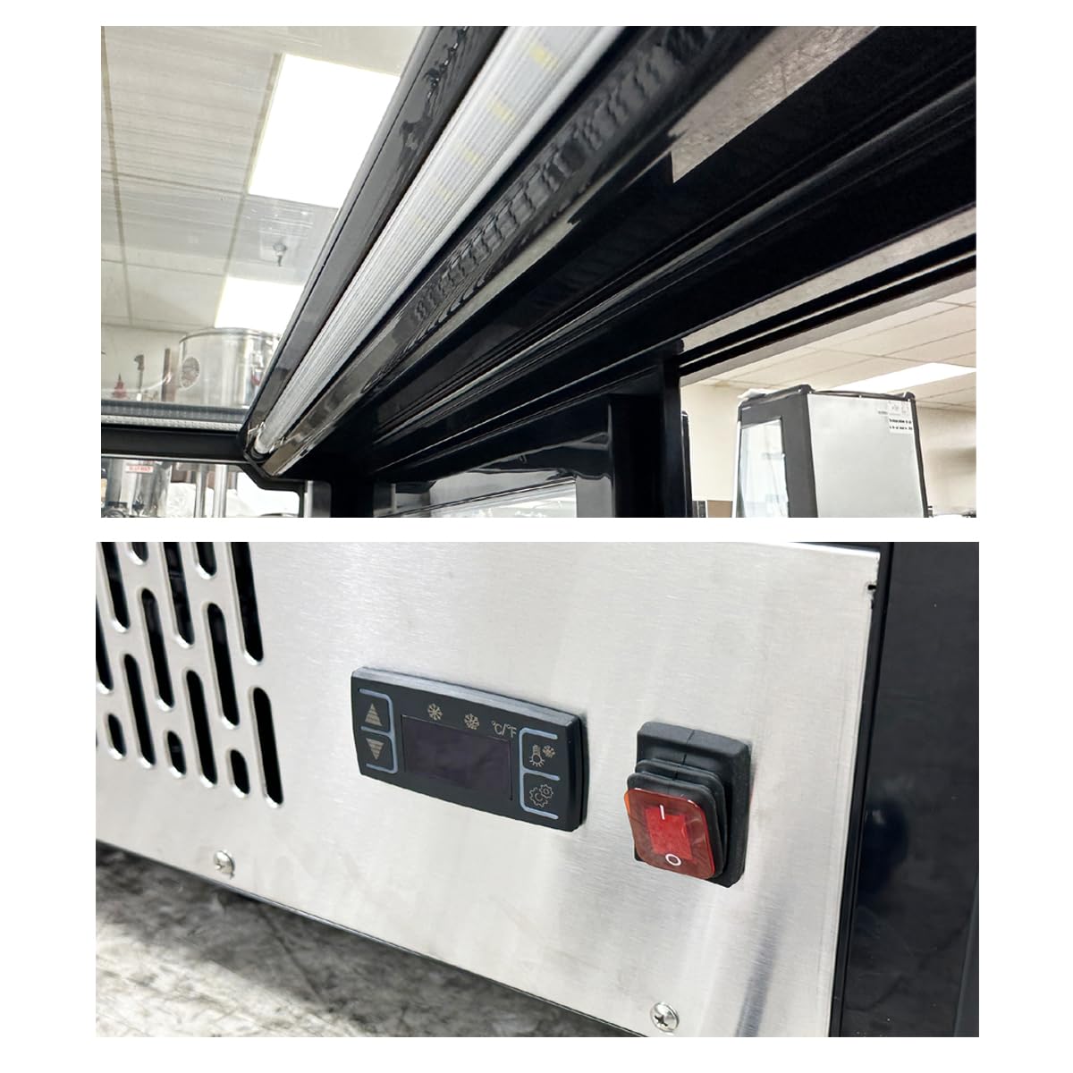 Bakery Display Cooler Countertop Refrigerated Case Desktop Vertical 28 ins Commercial Restaurant Pastry Deli Stainless Steel Base Curved Glass NSF Food Cooler CW120720