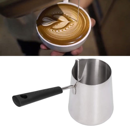 600ml Turkish Coffee Pot, Stainless Steel Milk Pot, High Temperature Resistant Butter Warmer with Cleaning Brush